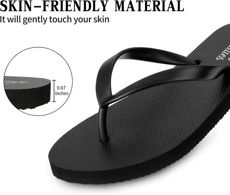 shevalues Slim Flip Flops for Women Beach Rubber Shower Shoes Basic Thong Sandals - Image 3