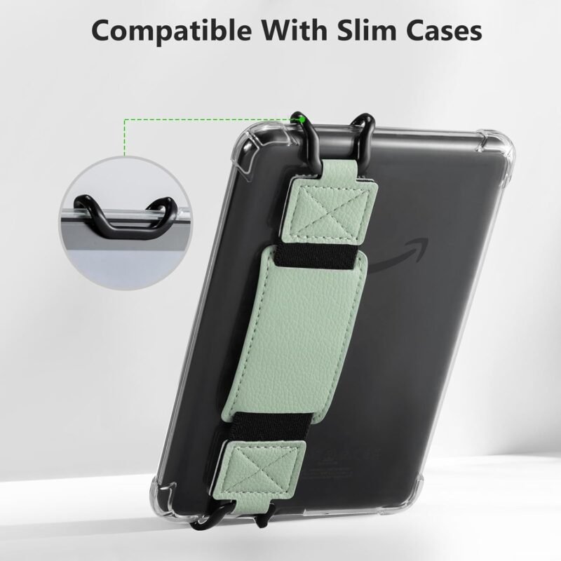 CoBak Secure Hand Strap for Kindle and Tablets - Versatile and Lightweight Finger Grip Holder for 6-7.5" Kindle/Kobo/Voyaga/Lenovo/Sony E-Book Tablet - High Elasticity, Sagegreen-1 - Image 4