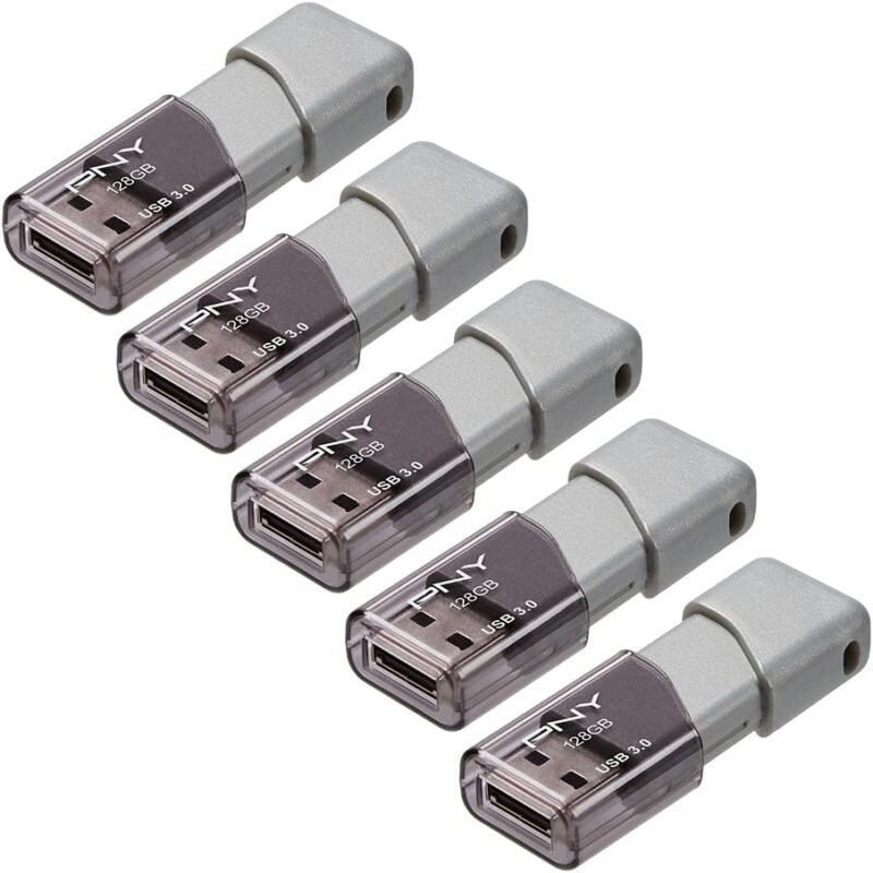 PNY 128GB Turbo Attaché 3 USB 3.0 Flash Drive 5-Pack – Grey, P-FD128X5TBOP-MP, 100MB/s, Light-Weight Durable - Data Storage and Transfer - Image 2