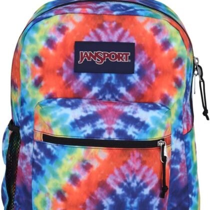 JanSport Cross Town Plus Backpack - Large Main Compartment, Side Water Bottle Pocket, 15-Inch Padded Laptop Sleeve - Red/Multi Hippie Days