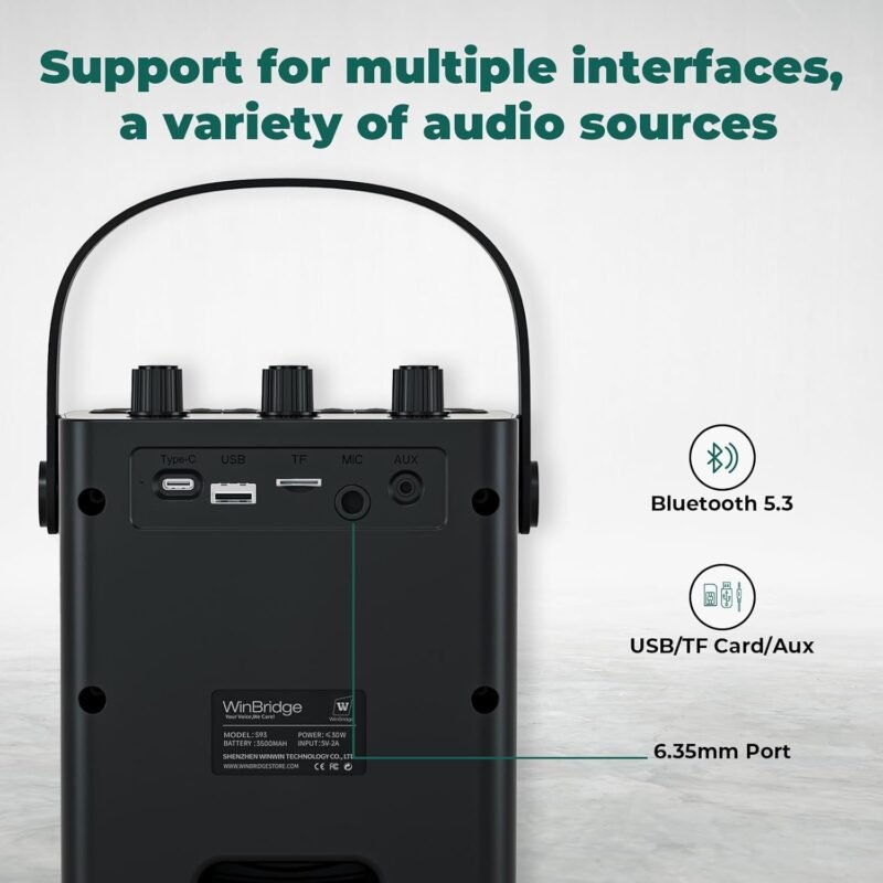 30W Wireless Voice Amplifier with Headset Microphone, Portable Bluetooth 5.3 PA System for Teachers, Personal Rechargeable Megaphone with Speaker for Teaching and Speaking in Classrooms s93 - Image 6