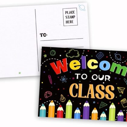 Teacher Postcards for Students - 30Pcs Back to School Postcards for Students Kids from Teacher Welcome to Our Class Postcard Gifts for Back to School Teachers Classroom Supplies