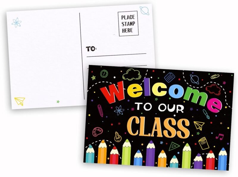 Teacher Postcards for Students - 30Pcs Back to School Postcards for Students Kids from Teacher Welcome to Our Class Postcard Gifts for Back to School Teachers Classroom Supplies