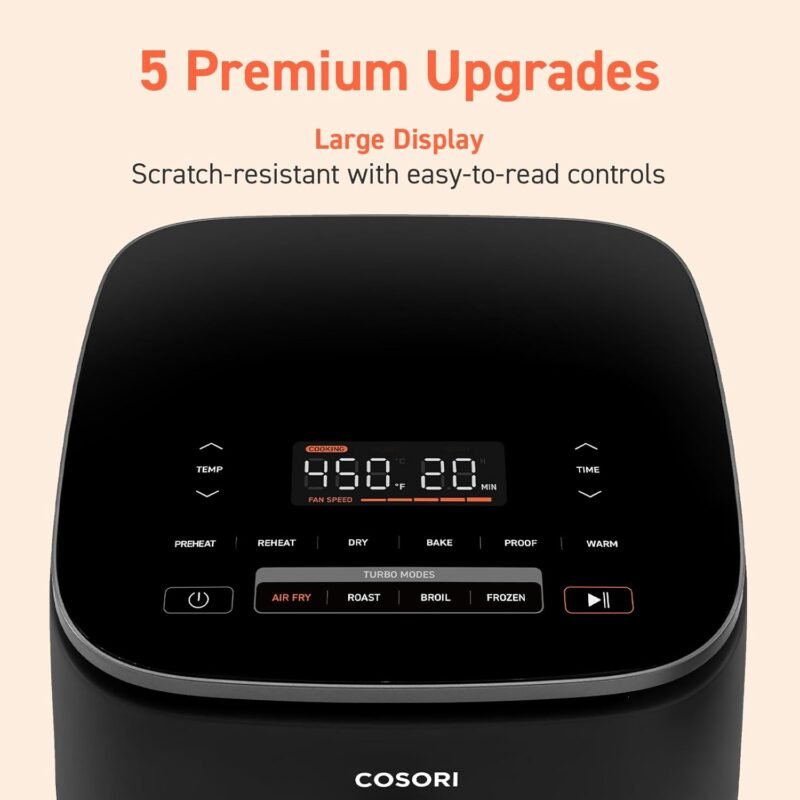 COSORI Air Fryer 9-in-1, Compact & Large 6-Qt, Fast Turbo Modes, 90–450°F Precise Heat for Even Results, Up to 95% Less Oil*, Roast, Bake, Dry, Reheat, Frozen, Broil, Proof, 120V, TurboBlaze, Grey - Image 9