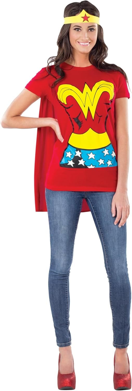 Rubies Women's DC Comics Wonder Woman T-Shirt with Cape and Headband - Image 2