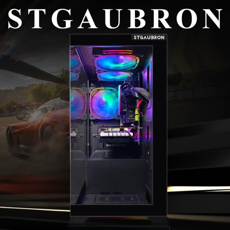STGAubron Gaming PC Desktop, Radeon RX 580 16G GDDR5, Intel Core i7 up to 3.9G, 16G RAM, 512G SSD, 600M WiFi, BT 5.0, RGB Fan x3, RGB BT Sound Bar, Windows 10 Home - Image 3