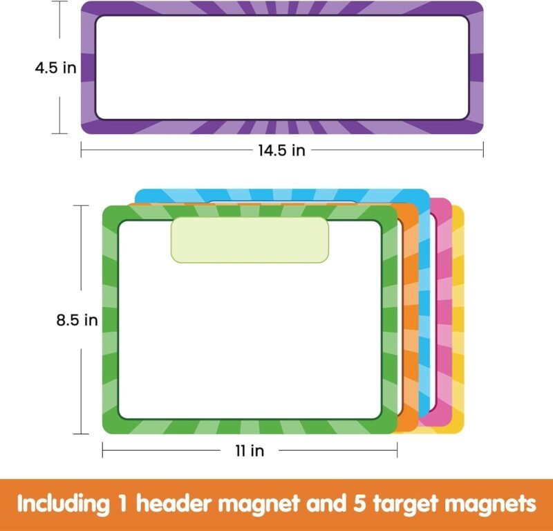 Auchq Magnetic Write ＆ Wipe Paper Organization Chart, Dry Erase Objectives Learning Magnets for Classroom Whiteboard, Great for Classroom Goals Targets, Including 6 Magnets. - Image 2