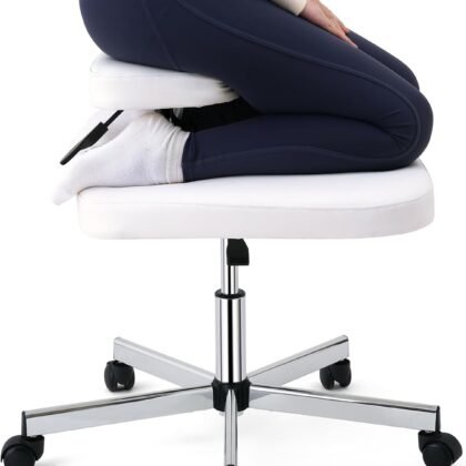 Meditation Chair Ergonomic Cross Legged Chair ADHD Chair with Wheels,Kneeling Chair for Office and Home,ADHD Chairs for Adults(White)