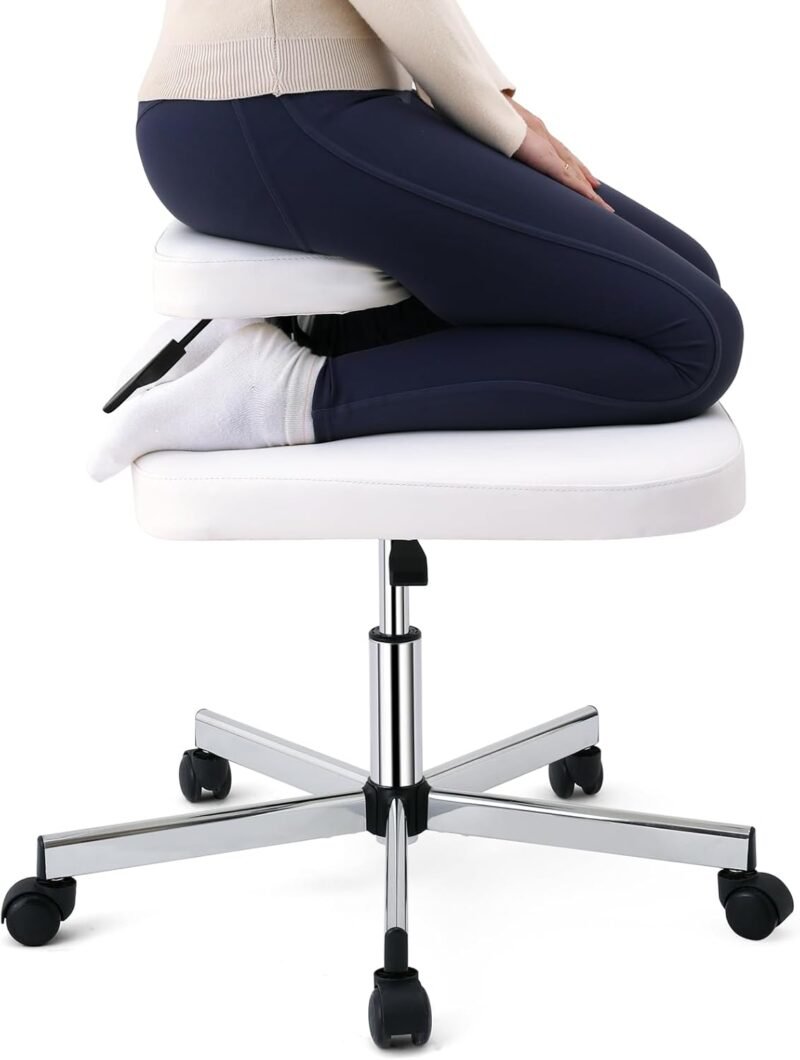 Meditation Chair Ergonomic Cross Legged Chair ADHD Chair with Wheels,Kneeling Chair for Office and Home,ADHD Chairs for Adults(White)