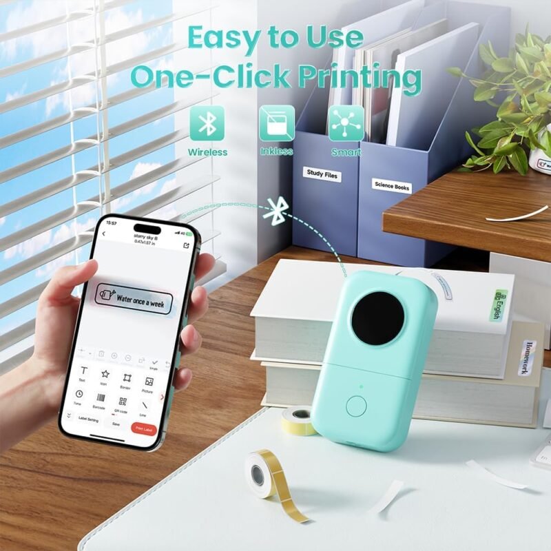 Phomemo D30 Label Maker Machine, Portable Bluetooth Mini Label Printer, Smartphone Handheld Thermal Sticker Small Labeler Multiple Templates Font Icon Inkless Custom Label for Home Kids School Items - Image 3