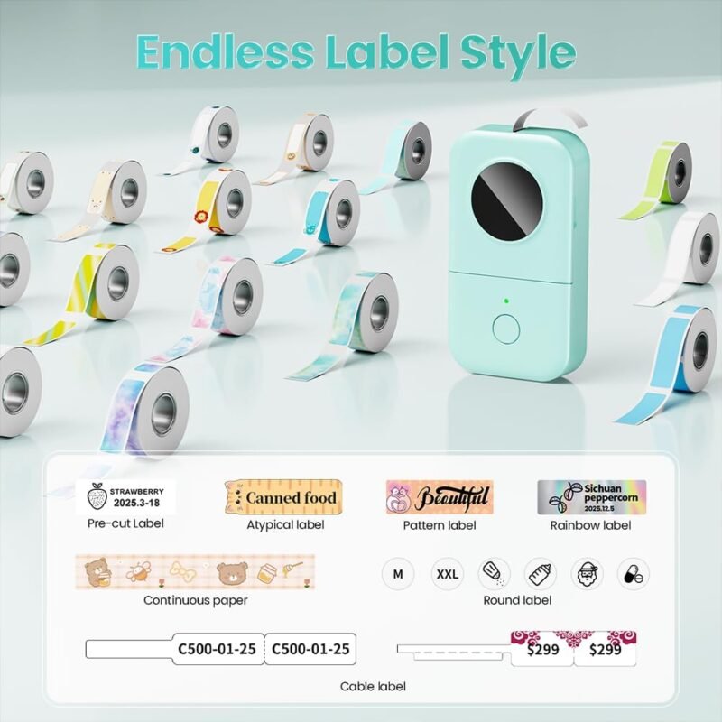 Phomemo D30 Label Maker Machine, Portable Bluetooth Mini Label Printer, Smartphone Handheld Thermal Sticker Small Labeler Multiple Templates Font Icon Inkless Custom Label for Home Kids School Items - Image 8