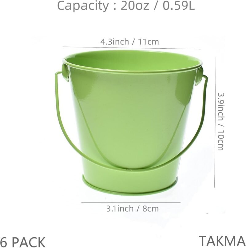 Small Metal Buckets with Handle, 6 Pack 4.3 inch Colored Galvanized Bucket for Kids,Classroom,Crafts,and Party Favors (Multi-Colored, 4.3" Top) - Image 2