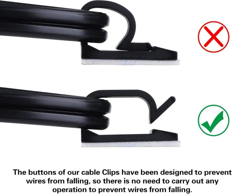 XHF 120 PCS Adhesive Cable Wire Clips Black, Outdoor Cable Management Wire Organizer Cord Holder for Under Desk, Car, Wall, TV PC Ethernet Cable - Image 4