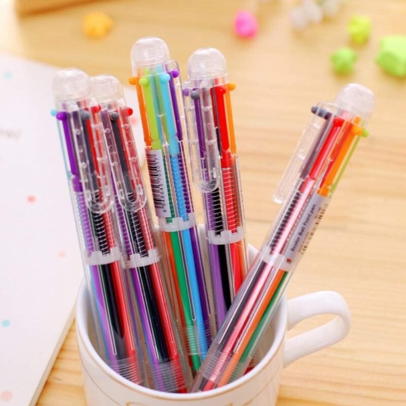 Hutou 24 Pack 0.5mm 6-in-1 Multicolor Ballpoint Pen 6 Colors Retractable Ballpoint Pens for Office School Supplies Students Children Gift, Kids Party Favors Pen(24 Pack) - Image 6