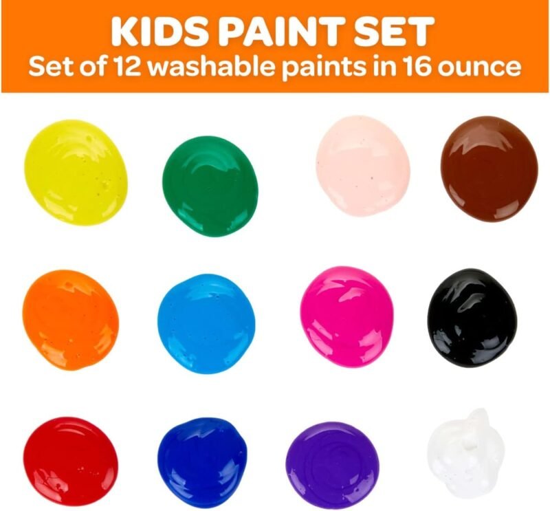 Crayola Washable Paint for Kids (12ct), Teacher Classroom Must Have, Bulk Paint Set, Nontoxic Kids Arts & Craft Supplies, Back to School Essentials, 16 Oz - Image 2