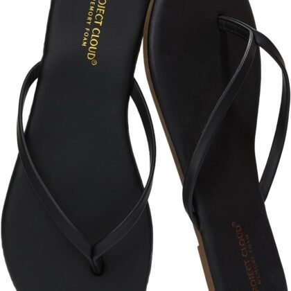 Project Cloud Flip Flops for Women - Memory Foam Flats Summer Sandals for Women 2025 - Vegan Leather Lightweight Womens Sandals Summer Beach Essentials Slides