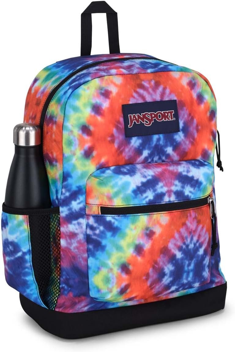 JanSport Cross Town Plus Backpack - Large Main Compartment, Side Water Bottle Pocket, 15-Inch Padded Laptop Sleeve - Red/Multi Hippie Days - Image 3