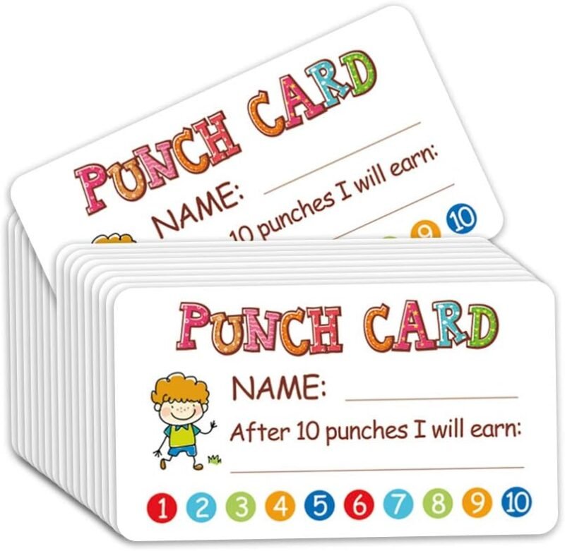Punch Card, 100pcs Reward Incentive Card for Teacher, Behavior Chart for Kids, Homeschool Classroom Supplies for Motivation