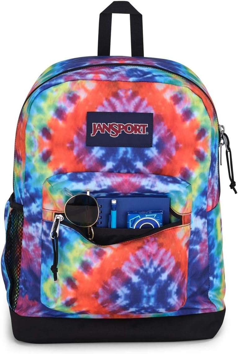 JanSport Cross Town Plus Backpack - Large Main Compartment, Side Water Bottle Pocket, 15-Inch Padded Laptop Sleeve - Red/Multi Hippie Days - Image 4