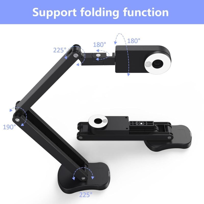 THUSTAR 8MP Document Camera & Webcam 4K with Dual Microphones, USB Visualiser A3-Size, 3-Level LED Lights, Image Invert Function, Fold, for Live Demo, Distance Education -Windows, macOS and Chrome OS - Image 3