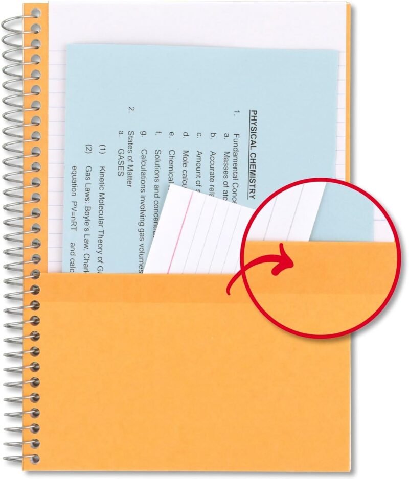 Five Star Spiral Notebooks, 6 Pack, 5 Subject, College Ruled, 9 1/2" x 6", 150 Sheets, Amethyst Purple, Sedona Orange, Seaglass Green, Tidewater Blue, Gray and Black (840030A-ECM) - Image 3