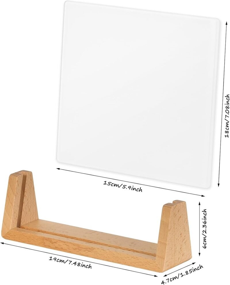 TORASO Glass Dry Erase Board - Desktop Memo Whiteboard, Wooden Base, Mini Tabletop Display (Rustic Base) - Image 2