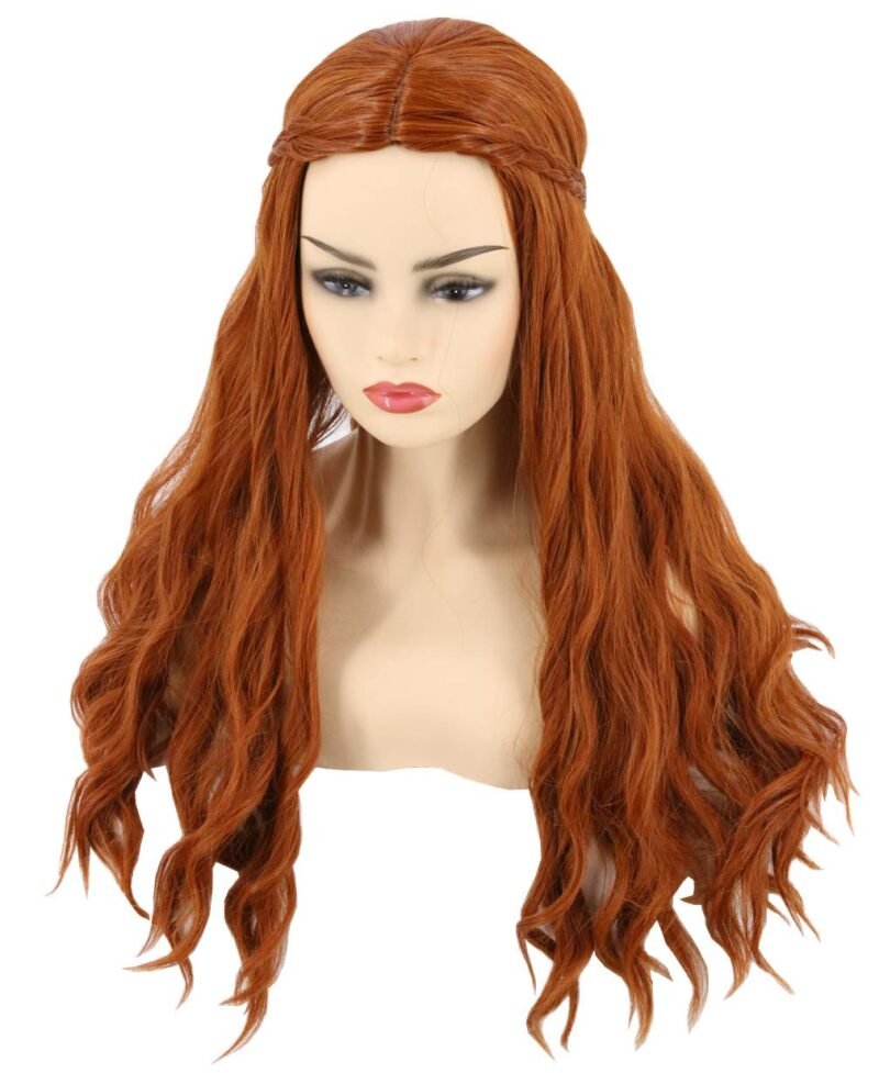 Women Wigs Long Curly Dark Red Ginger Cosplay Halloween Costume Wigs Auburn Brown wig