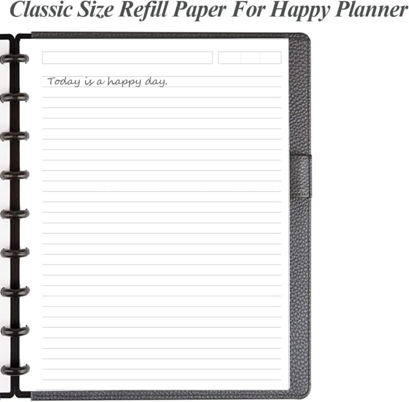9 Disc Lined Paper Refills for Happy Planners - 100 Sheets/200 Pages Classic Size Lined Paper with 5 Sheets Dividers, 7" x 9.25" - Image 7