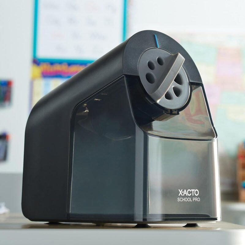 X-ACTO Pencil Sharpener, SchoolPro Electric Pencil Sharpener, Heavy Duty Sharpener for School, Classroom and Teacher Supplies, Perfect for Addition to Homeschooling Supplies, Black, 1 Count - Image 8
