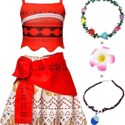 WonderBabe Girls Princess Costume Toddler Kids Theme Birthday Outfits Halloween Dress up Two-Pieces Crop Top Tassel Skirt Set