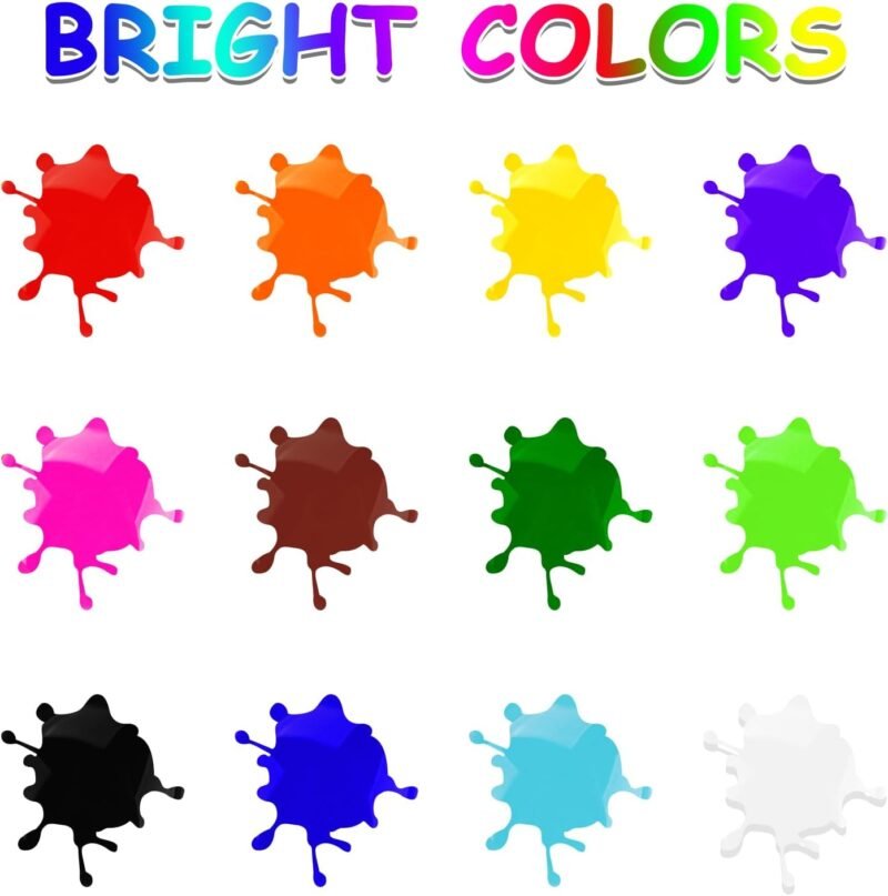 ABEIER Washable Finger Paint for Toddlers, Safe Non-Toxic, 12 Vibrant Colors (1.21fl oz), Baby Safe Paint for Hand and Feet, Mess Free Art Supplies for Kids, Preschool Learning Gifts, Ages 1-3 4 5 6+ - Image 2