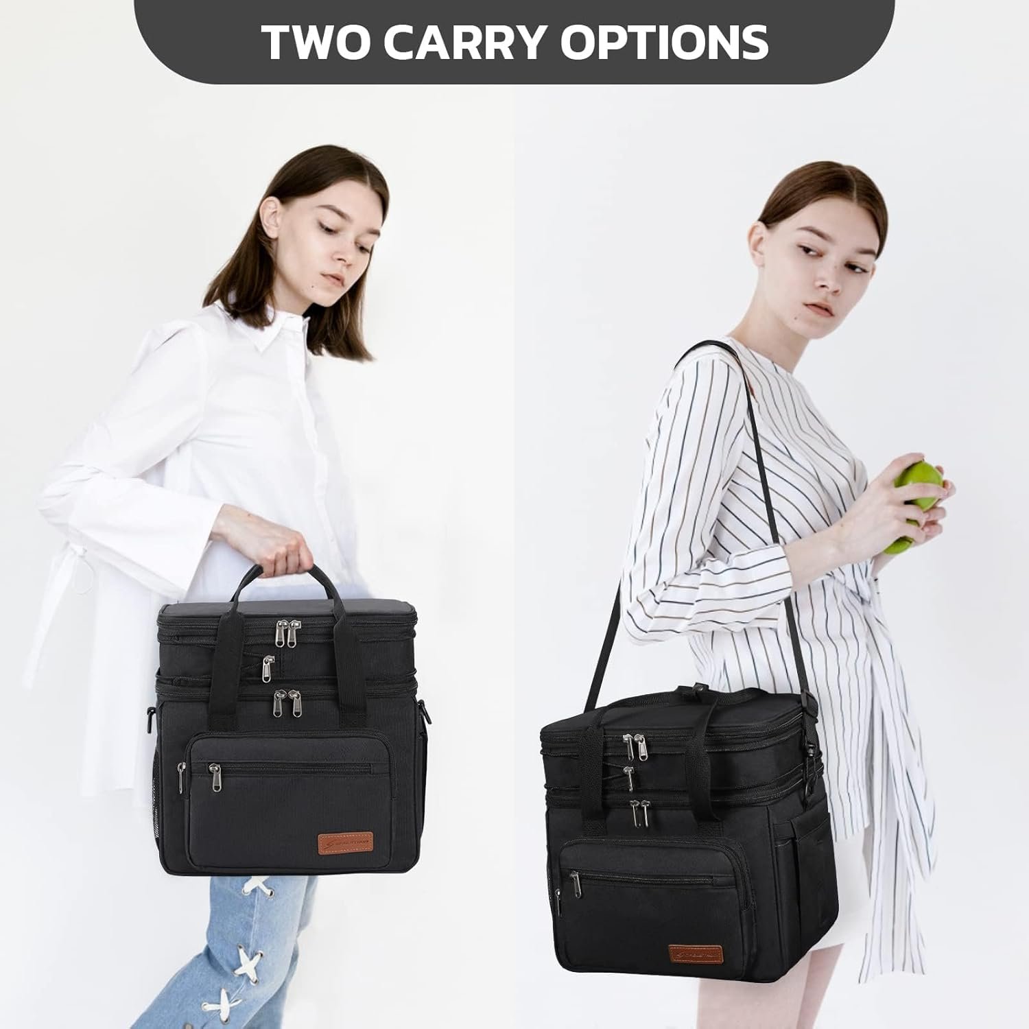 Maelstrom Lunch Box, 23L Insulated Lunch Bag, Expandable Double Deck Cooler Bag, Lightweight Leakproof Tote Bag With Side Tissue Pocket, Suit For Men and Women, Black - Image 9