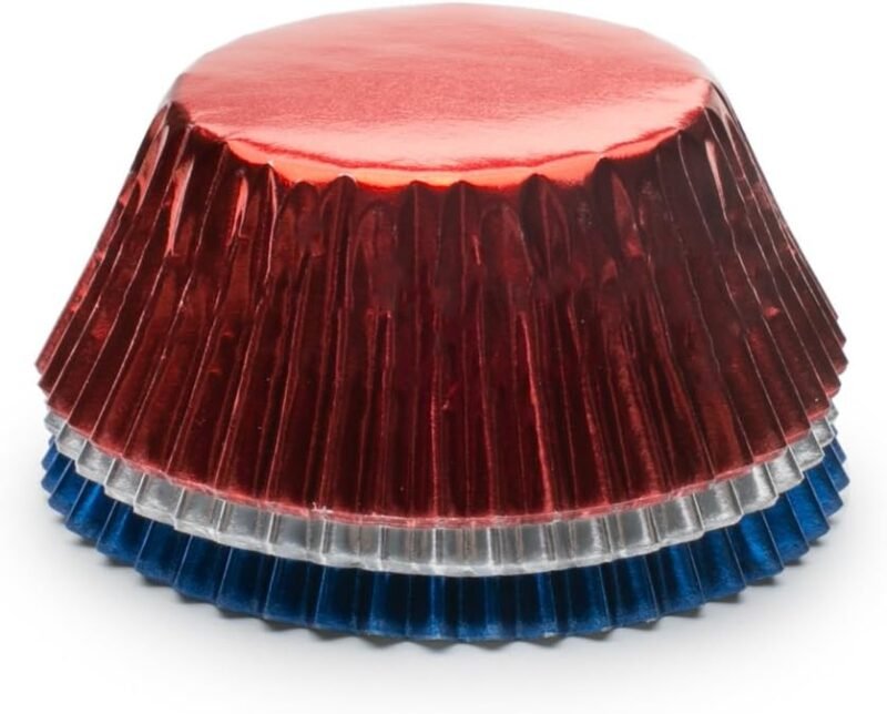 Fox Run Patriotic Foil Muffin and Cupcake Liners, Set of 45, Standard Size Wrappers - Image 2