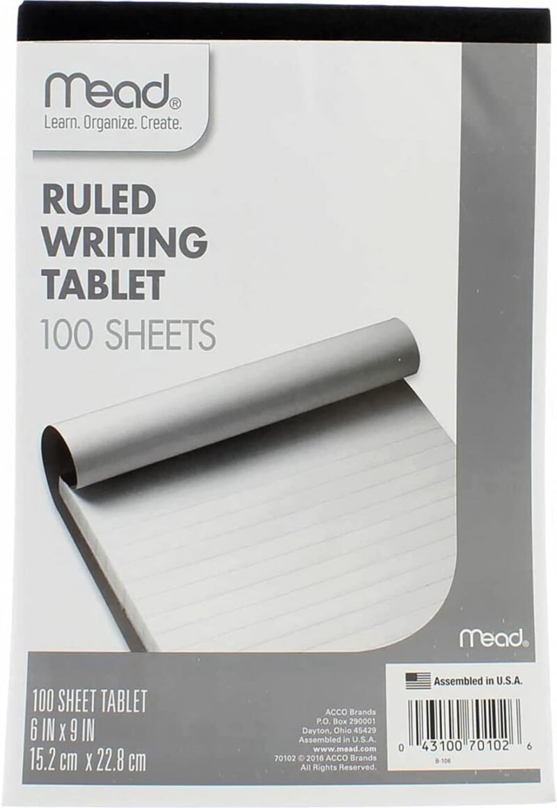 Mead Ruled Writing Tablet, 100-Sheets, 6" x 9" (Pack of 6) - Image 2