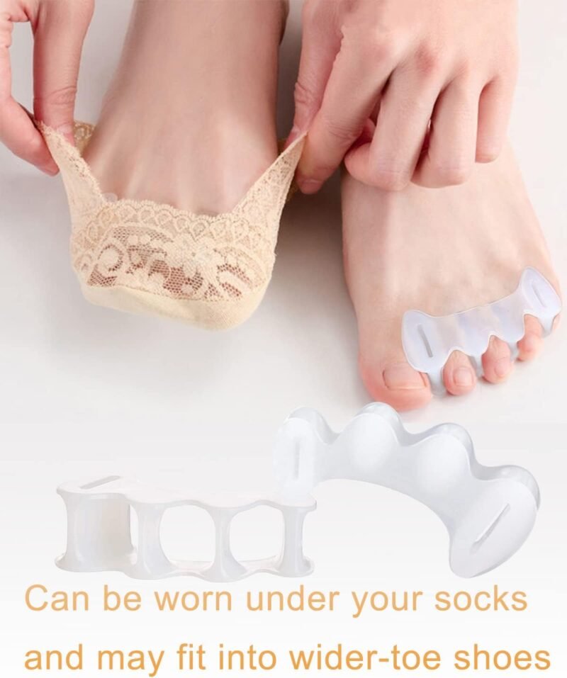 2Pairs Toe Separators Toe Spacers for Women Men to Correct Bunion, Relieve Feet Pain, Foot Alignment, Toe Straighteners for Hammertoes, Plantar Fasciitis (M, Women Shoe Size 9-12.5, Men: 7-11) - Image 3