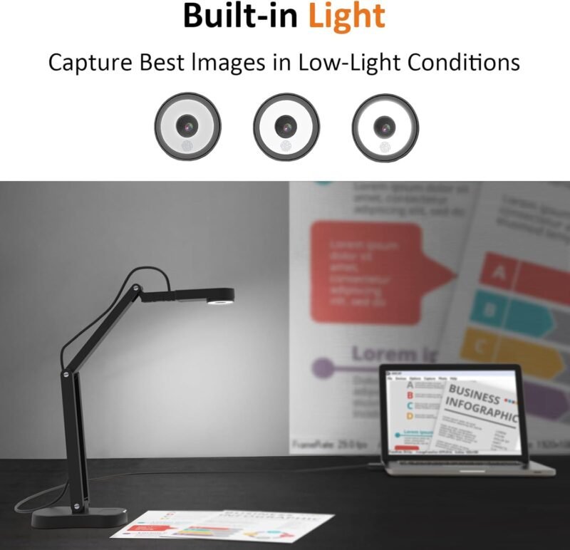 8MP USB Document Camera, Auto Focus, LED Light, Image Reversal, Built-in Mic, Mac OS, Windows, Chromebook for Distance Learning, Remote Teaching, Web Conferencing, Live Demo (KB700) - Image 4