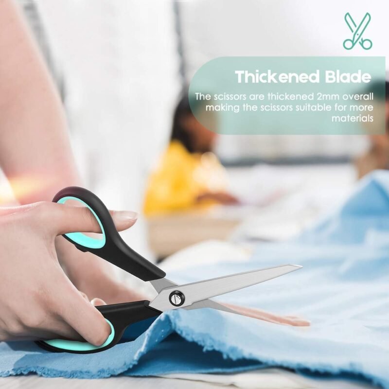 3-Pack 8" Heavy Duty Scissors with Ultra Sharp Blades and Comfort Grip Handles - For Office, Home, School, Sewing, and Crafts - Image 7