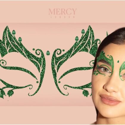 Poison Ivy Leaf Face Jewels by Mercy London Green Costume Accessories Face Gems Jewels All In One Halloween Headpiece Stick On