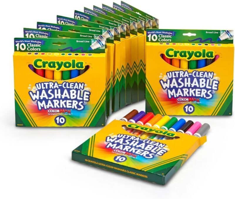 Crayola Ultra Clean Washable Broad Line Markers (12 Boxes), Bulk Classroom Markers for Kids, 10 Colors, Teacher Classroom Must Have, Bulk School Supplies for Kids - Image 4