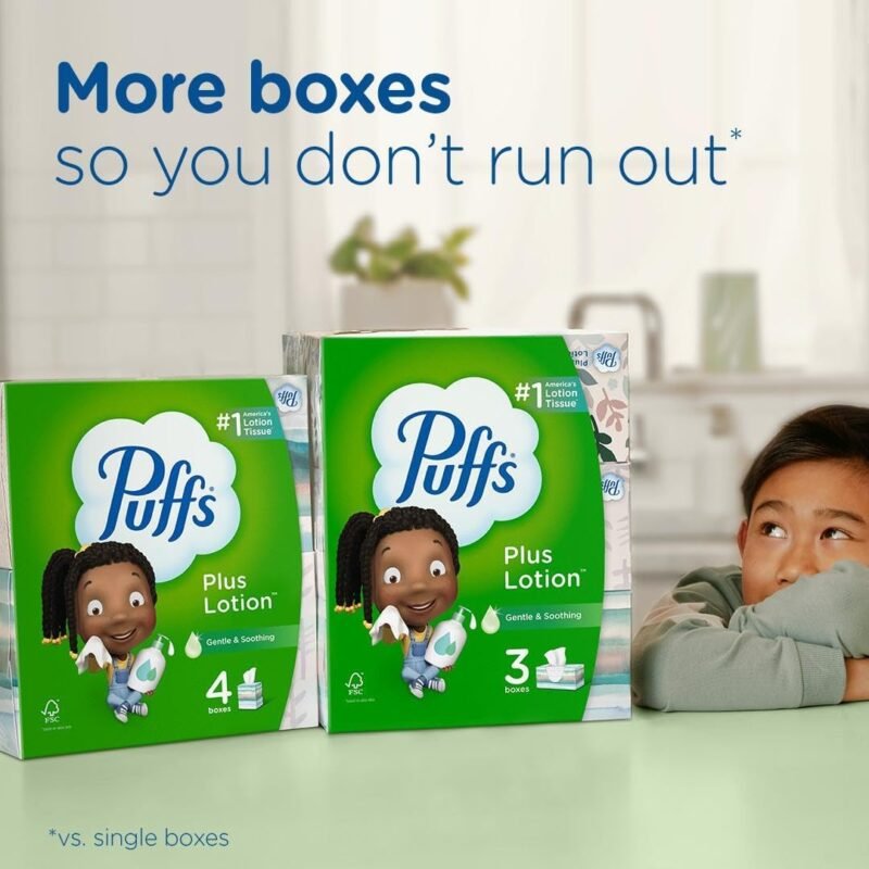 Puffs Plus Lotion Facial Tissues, 10 Cubes, 56 Tissues Per Box - Image 7