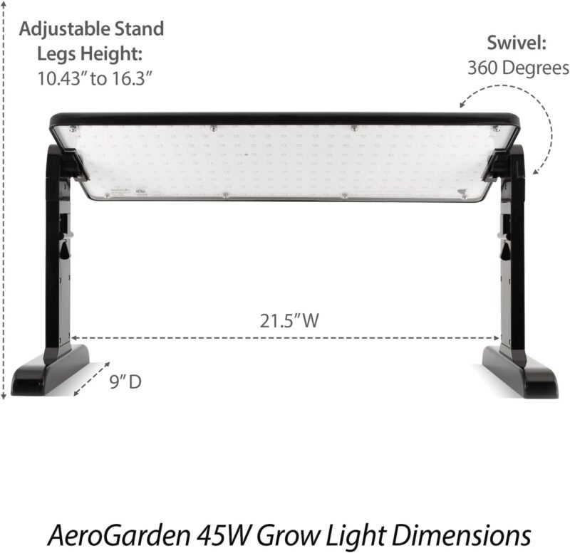 AeroGarden 45W LED Grow Light Panel - Grow Light for Plants, Includes Stand and Hanging Kit - Image 7