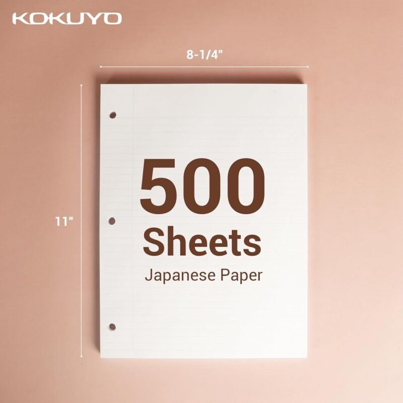 ​​Kokuyo Campus Loose Leaf Paper for 3 Ring Binders, Smooth Writing Lined Paper, 500 Sheets, 11” x 8-1/4”, College Ruled, Bleeding-Resistance, School Suppliers, Made in Japan (WSG-NO-887G1) - Image 5