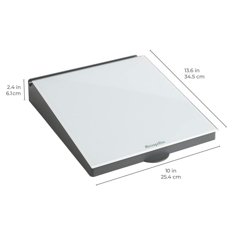 ECR4Kids MessageStor Dry-Erase Glass Board Memo Station, Desk Organizer, White - Image 2