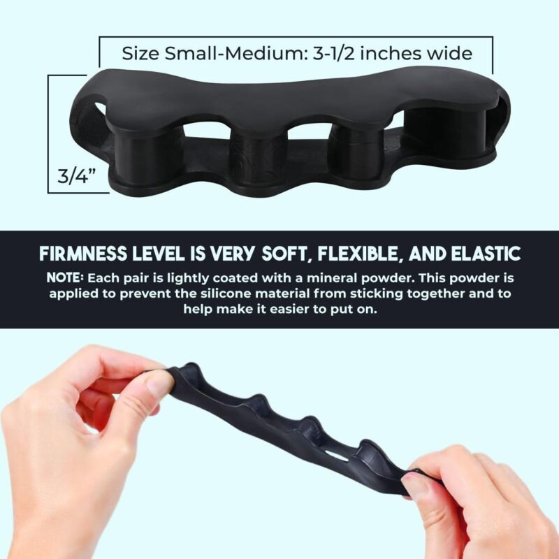 VYCE PrimalStep Toe Separators - Doctor Recommended - Correct Foot and Bunion Pain, Plantar Fasciitis - Toe Straightener to Improve Functional Athletic Mobility - Stretches to Fit (S/M) - Image 6