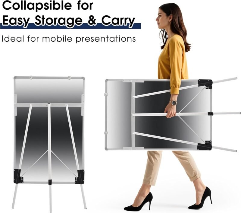 Magnetic Whiteboard Easel, 36"x24" Height Adjustable Dry Erase Board with Stand, Large Aluminium Frame White Board for Teaching, Flipchart Standing Writing Board for Office, Home (White) - Image 6