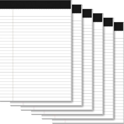 Legal Pads 8.5 x 11, Writing Paper Tablets 8-1/2 x 11, 6 Pack White Note Pads 8.5 x 11 for Office Supplies, Letter Pads 8.5 x 11 Wide Ruled, Perforated Notepads 8.5 x 11, 30 Sheets Each Notebook Paper