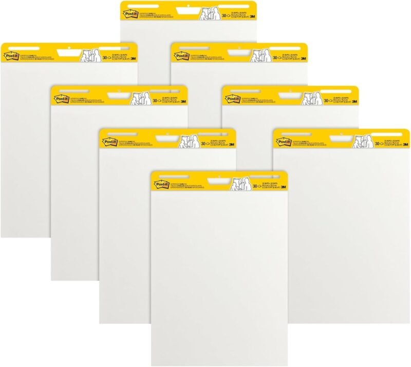 Post-it 1668443 Super Sticky Easel Pad 25-Inch x 30-Inch White 8/Pack (559-VAD-8PK)