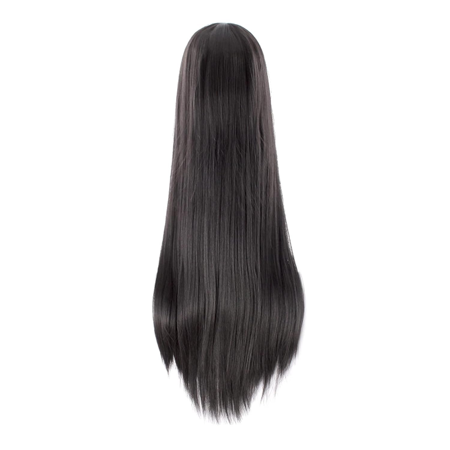 MapofBeauty 40 Inch/ 100 cm Carve Long Straight Cosplay Wig Anime Costume Party Wig (Black) - Image 2