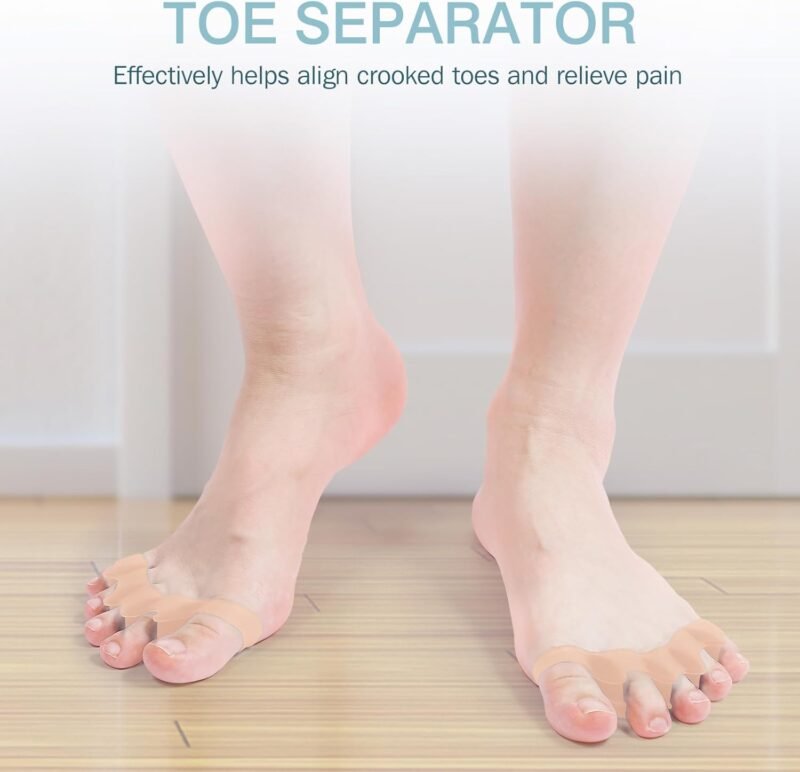 2 Pcs Toe Spacers for Women and Men - Metatarsal Yoga Cushion - Therapeutic Stretchers for Plantar Fasciitis, Bunions, Silicone Toe Separators (beige, Medium) - Image 2