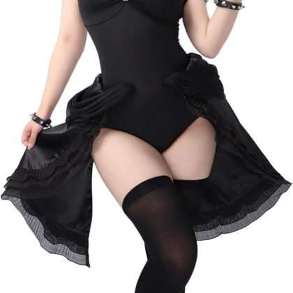 DAZCOS Womens US Size Bowsette Cosplay Costume Black Gothic Dress for Halloween